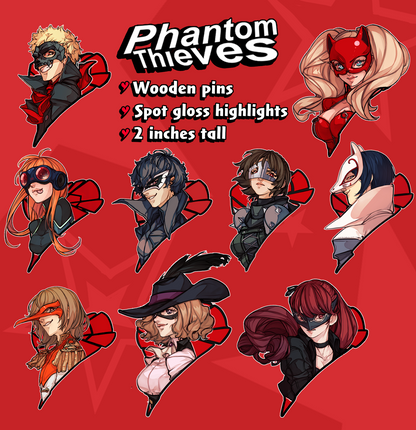 Phantom Thieves Wooden Pins